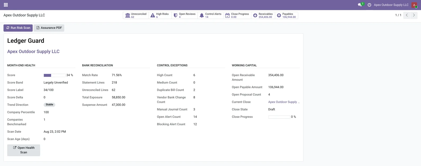 AI Accounting for Odoo — Bank Reconciliation, Fraud & Duplicate Detection, Audit Trail — Odoo integration by KSROlabs